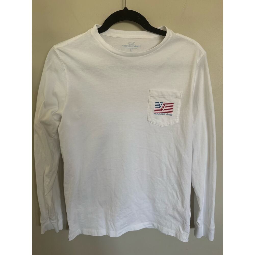 NWOT Kids Vineyard Vines Flag Long-Sleeve T-Shirt in White SZ L